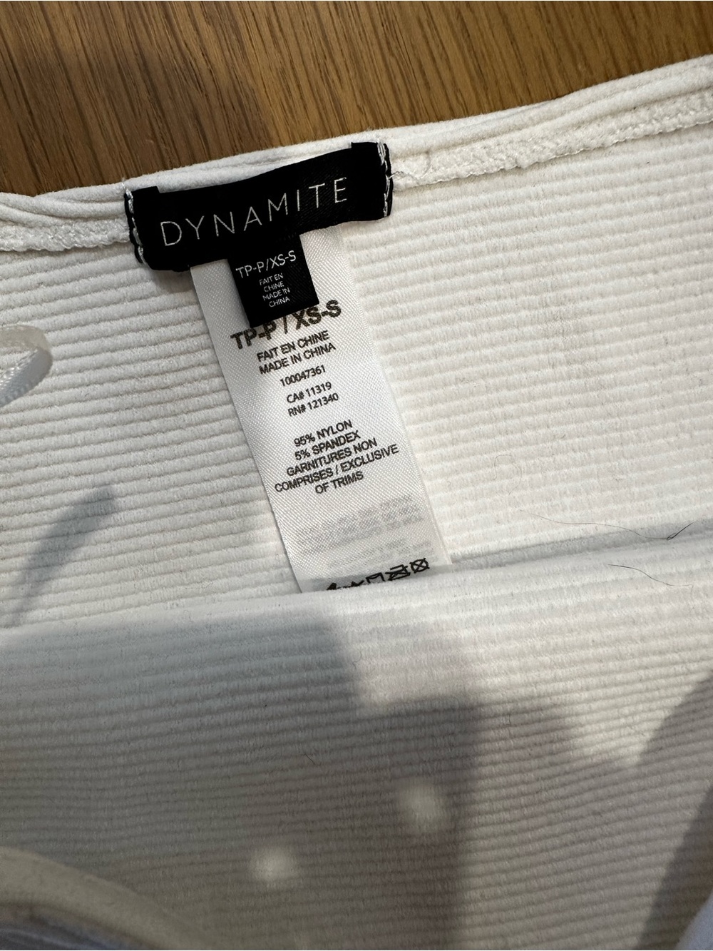Dynamite White Ribbed Stretch Top - Picture 3 of 3